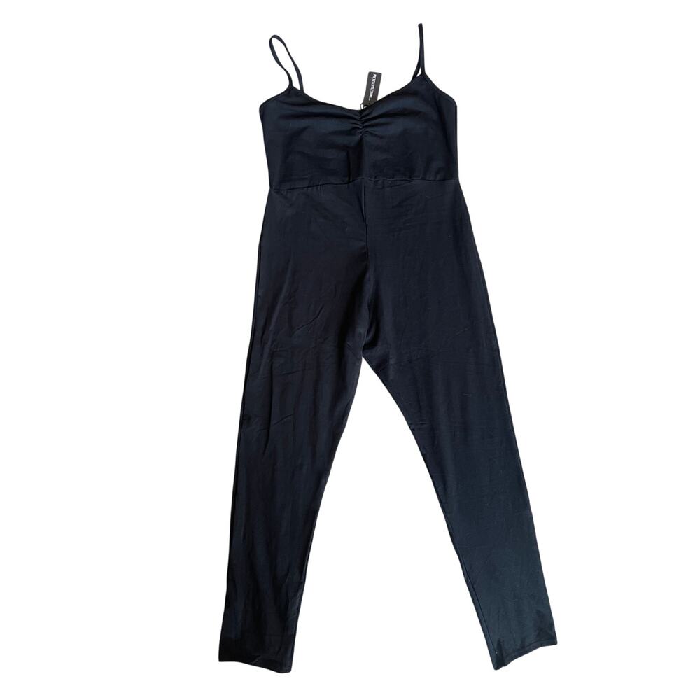 NWT Pretty Little Things Black Cotton Ruched Bust Jumpsuit Size Womens 18